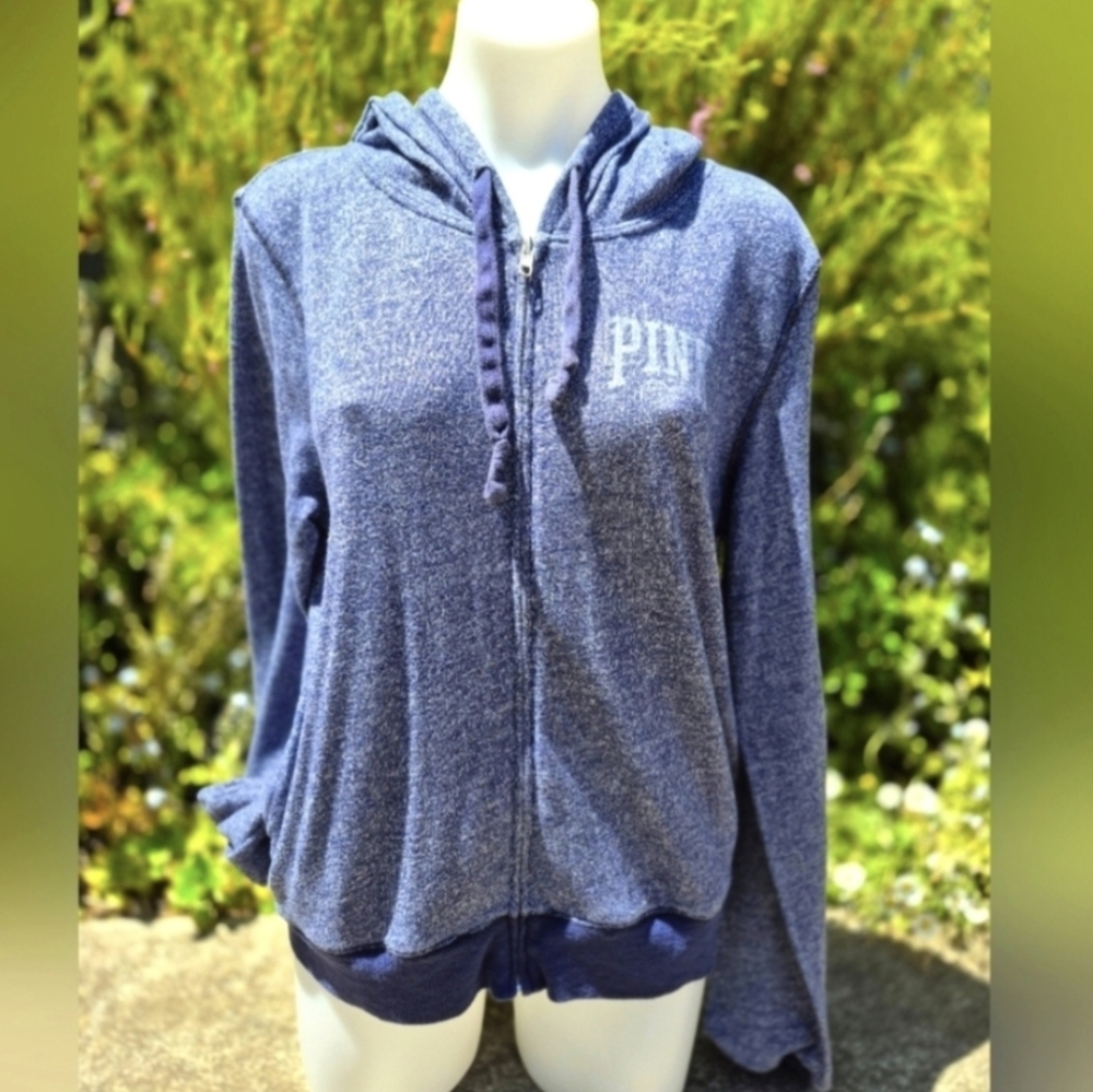 Victoria's Secret PINK Zip-Up Hoodie Size L Navy